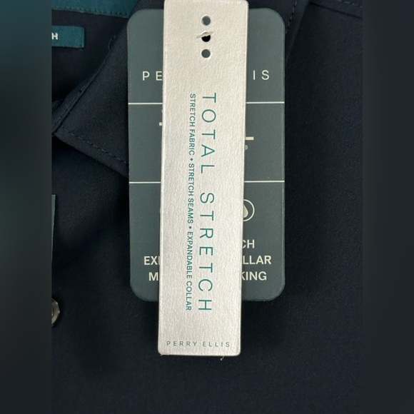 Perry Ellis Blue Travel Luxe Total Stretch Untucked Slim Fit Wicking Shi… - Picture 5 of 8